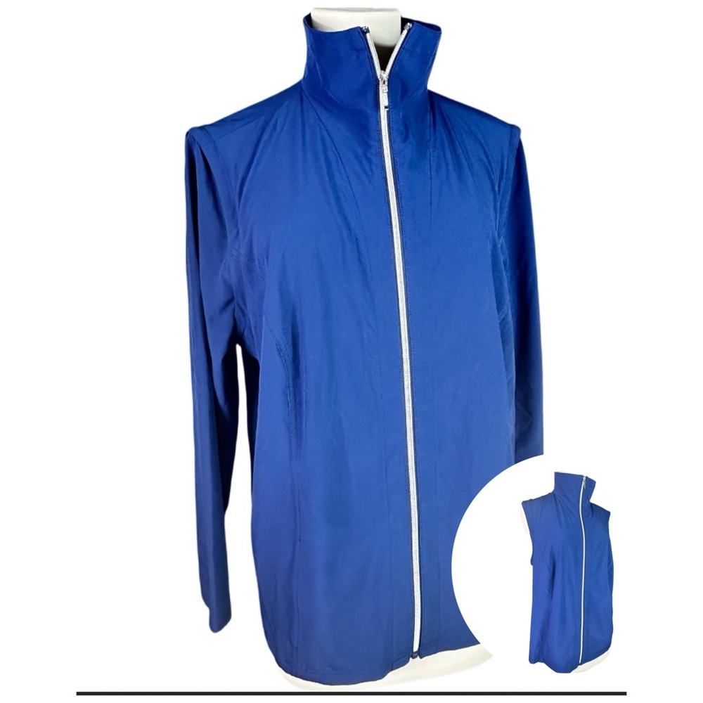Chico’s Zenergy Vivid Blue Zip Off Sleeves Light Weight Jacket XL